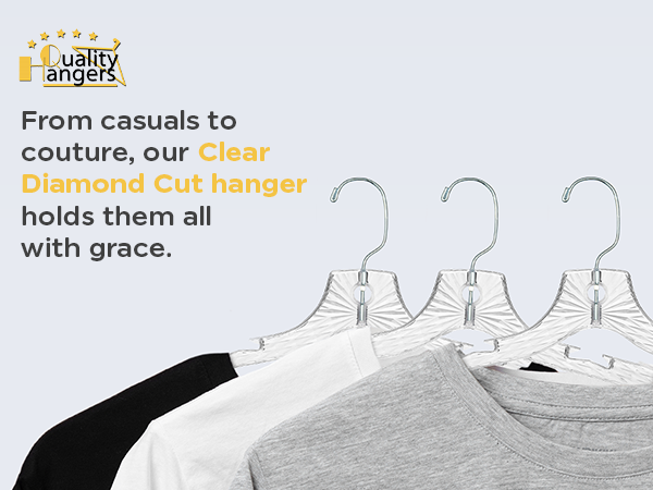 5501 Clear Plastic Hangers Premium A+ Content mobile image showing Crystal Cut Plastic Hangers