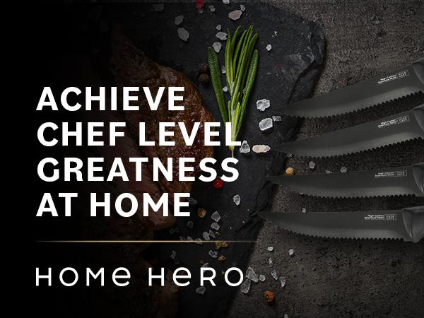 Stainless steel bread knife, steak knife and cheese knife.