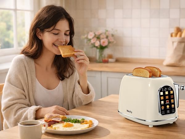 Mecity Toaster 2 Slice Retro Toaster with Touch Screen
