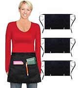 Xeoxarel Waist Aprons with 3 Pockets and Two Side Slits, Unisex Waitress Waiter Server Apron