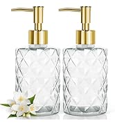 Topsky 2pcs Glass Soap Dispenser with Plastic Pump,330ml Liquid Hand Soap Dispenser,Rustproof Pum...