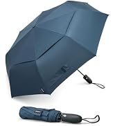 G4Free Windproof Travel Umbrellas for Rain Double Canopy Automatic Compact Umbrella with Strong F...
