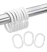 Amazer White Shower Curtain Hooks Rings, 24 Pcs Plastic Shower Curtain Rings, Plastic Shower Curt...