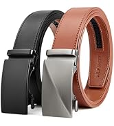 SKiporty Ratchet Belts for Men 2 Pack,Mens Leather Belt Click Adjustable Black/Brown for Dress Pa...