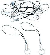 BWESOO 10 Pcs Silver Tone Black Lanyard Cell Phone Charm Split Ring Strap, Clasp Lariat Cord Stra...