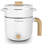 Audecook Electric Hot Pot with Steamer, 1.5L Portable Non-Stick Mini Rapid Ramen Cooker, Travel M...