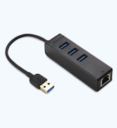 3 Port USB 3.0 Hub with Ethernet (USB Hub with Ethernet, Gigabit Ethernet USB Hub )