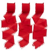 Chiffon Ribbon, 3 Rolls 21 Yards Red Handmade Fringe Chiffon Silk Ribbon 1.5" x 7Yd Ribbons Set f...