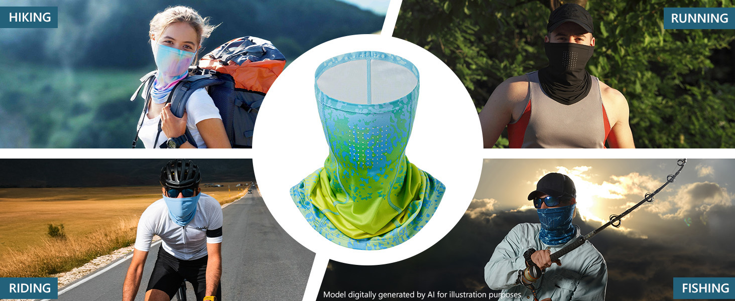 Bassdash UPF 50 Fishing Neck Gaiter Breathable Sun Cooling Mask With Holes