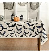 Horaldaily Halloween Tablecloth 60x84 Inch Rectangular, Bats Washable Table Cover for Party Picni...