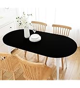 Wolkemer Fitted Oval Tablecloth Spandex Stretch Black Cocktail Table Cover Elastic Edge Topper Ca...