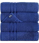 Hammam Linen Dark Navy Blue Bath Towels 4-Pack - 27x54 Soft and Absorbent, Premium Quality Perfec...