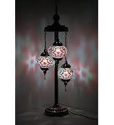 GOGERS Turkish Moroccan Floor Lamp 3 Big Mosaic Glass Globes Vintage Bohemian Tiffany Style Decor...