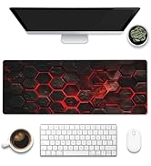 Large Gaming Mouse Pad for Desk,Red Honeycomb Science Technology Desk Mat,Honeycomb Hexagon Desk ...