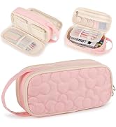 Bunnychill Pencil Case For Girls,Flower Quilted Large Capacity Pencil Pouch With 2 Compartment, Z...