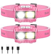 Blukar LED Headlamp,2000L Super Bright Rechargeable Headlight Flashlight with White&Red Light 2 P...