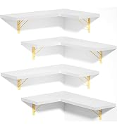 Love-KANKEI Corner Shelf Wall Mounted,Floating Wall Shelves for Storage,Rustic Wood Hanging Shelv...