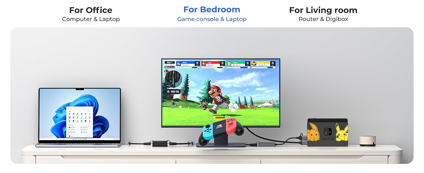 cat 5 splitter 1 to 2 for gaming, connecting computers to various models of game consoles