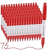 Affisure Red Permanent Markers Bulk, 75 Count, Quick Drying and Fade Resistant, Fine Point Marker...