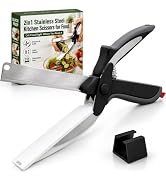 2 in 1 Kitchen Scissors for Food, Food Cutting Scissors with Built in Cutting Board, Safety Lock,...