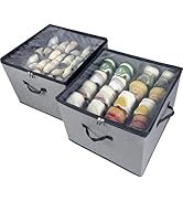 Vexalora Shoe Organizer for Closet, 2 Pack Shoe Storage Bins with Clear Cover, Adjustable Divider...