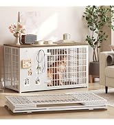 YATINEY Foldable Dog Crate Furniture, 47.2" Dog Crate with DIY Frame, Heavy Duty Dog Kennel Indoo...