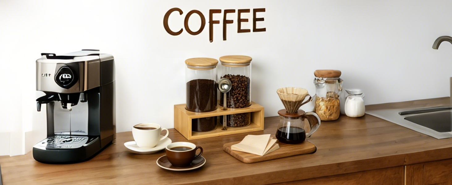 Vacuum Seal Coffee Canister, Premium Coffee Bean Storage Container with Scoop