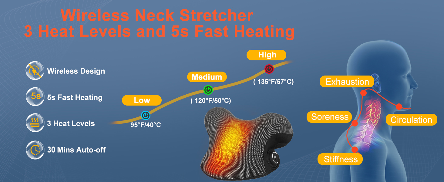 Wireless Heated Neck Stretcher for Pain Relief