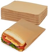 200 Pack Paper Sandwich Bags with Seal Stickers, Unbleached Natural Kraft Paper Bakery Bags for L...