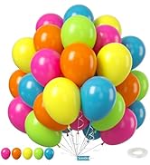 Green Blue Yellow Balloons, 12 Inchs Red Orange Colorful Neon Balloons for Girl Kids Rainbow Birt...