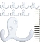 IBosins 8 Pack Heavy Duty Double Prong Coat Hooks Wall Mounted with 16 Screws Retro Double Hooks ...