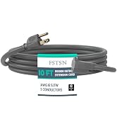 FSTSN 10 Ft Heavy Duty Indoor Outdoor Extension Cord - 16/3 SJTW Waterproof Power Cable with 3 Pr...