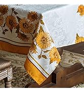 ARTABLE Rectangle Fall Tablecloth Sunflower Printed Vintage Floral Patterns Harvest Autumn Table ...
