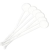 50Pcs Cocktail Swizzle Sticks, 7 Inches Transparent Coffee Stirrers Disposible Plastic Disc Top S...