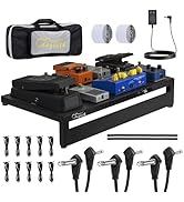 Augioth Large Guitar Pedal Board with Case & 10-Way Isolated Power Supply – 19.8" x 11.87" Durabl...