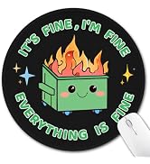 Hancynir Dumpster on Fire Round Mouse Pad, Cute Funny Mousepad for Desk Laptop Gaming, Small Mous...