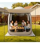 VEVOR 6 x 6 ft Pop-Up Screen House Tent with Extended Awning, 4–6 Person Screen Gazebo, Portable ...