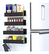 GD Metal Magnetic Spice Rack for Refrigerator – 5 Pack Strong Magnet Organizer Shelves with Notep...