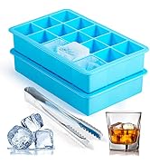 2 Pack Ice Cube Trays, ZDPMK Silicone Easy Release Flexible Molds 15 Ice Cubes Tray for Freezer,C...