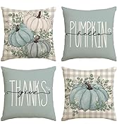 AVOIN colorlife Hello Pumpkin Give Thanks Throw Pillow Covers 18x18 Set of 4, Fall Autumn Thanksg...