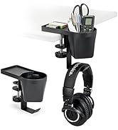 EHO Clamp On Pen Cup Holder with Headphone Hanger, Under Desk Headphone Hook or Bag Hook for Pens...