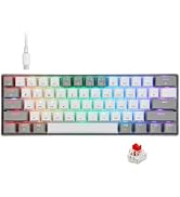 HUO JI Portable 60% Mechanical Gaming Keyboard, RGB LED Backlit Compact 61 Keys Mini Wired Office...