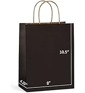 Eupako Paper Bags 8x4.25x10.5 100 PCS Black Paper Gift Bags with Handles Bulk, Kraft Shopping Bag...