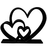 Hollow Heart Table Centerpiece 6.3" Black Gothic Wedding Heart Figurine Plastic Tiered Tray Decor...