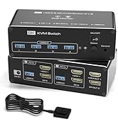 KVM Switch 2 Monitors 2 Computers, 8K HDMI+DP Dual Monitor KVM Switch, USB 3.0 Hub for 2 PC Share...