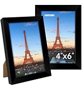 FIXSMITH 4x6 Picture Frame, Black Photo Frames with HD Plexiglass for Wall Hanging or Tabletop Di...