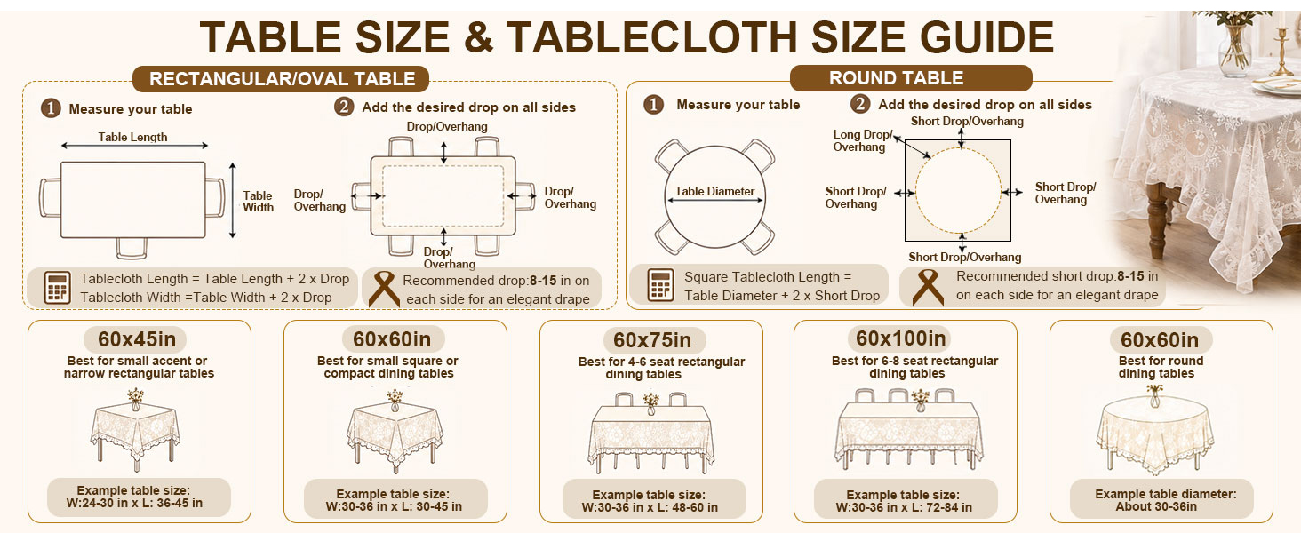 table and table size guide