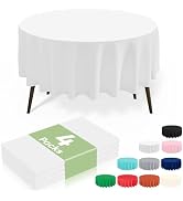 misaya 4 Packs Disposable Plastic Table Cloth, 84" Round Waterproof Tablecloth, Leakproof & Sturd...