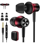 Jiunai 3.5mm Wired Earbuds Headphones School in Ear Built-in Mic Track Control Magnetic Noise Iso...