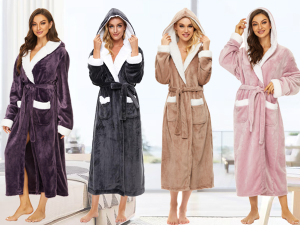 women plush robes long
